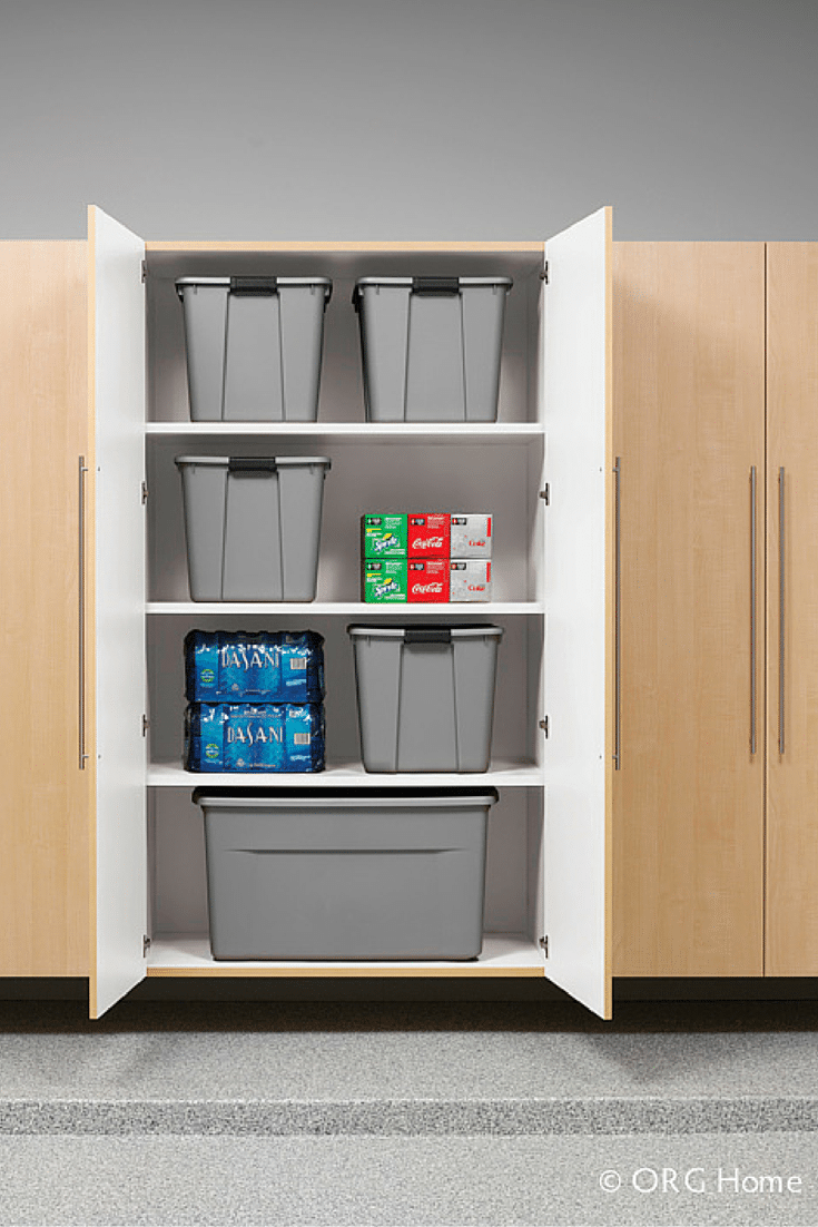 Garage cabinets with deeper storage for holiday decorations Innovate Home Org Cleveland and Columbus Ohio 