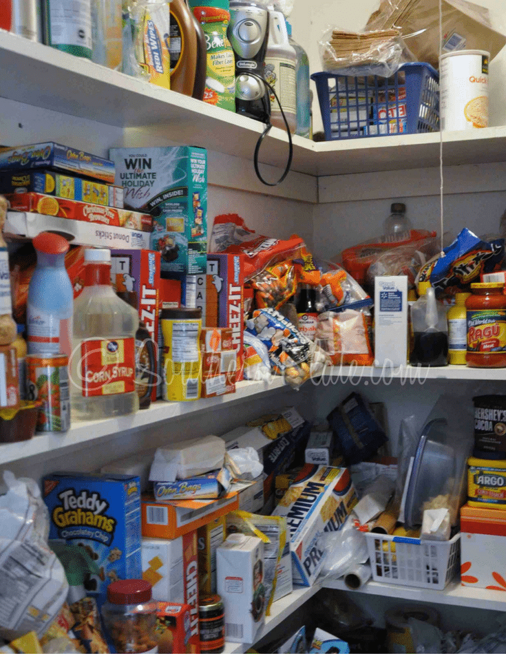messy pantry before an organization project