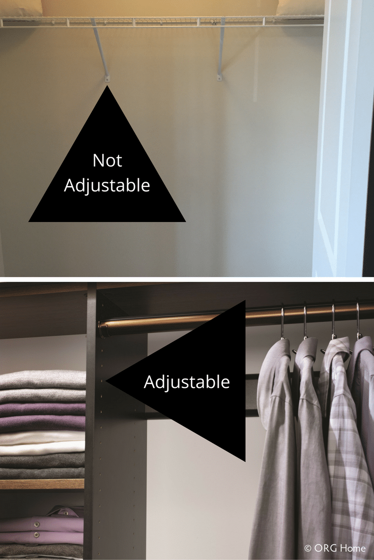 adjustable custom closet vs. unadjustable builders closet columbus