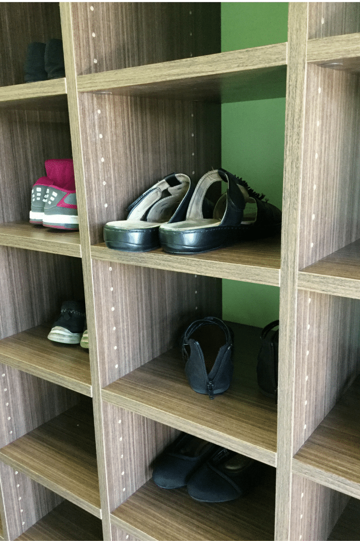 Adjustable shoe shelving in a columbus premium custom closet
