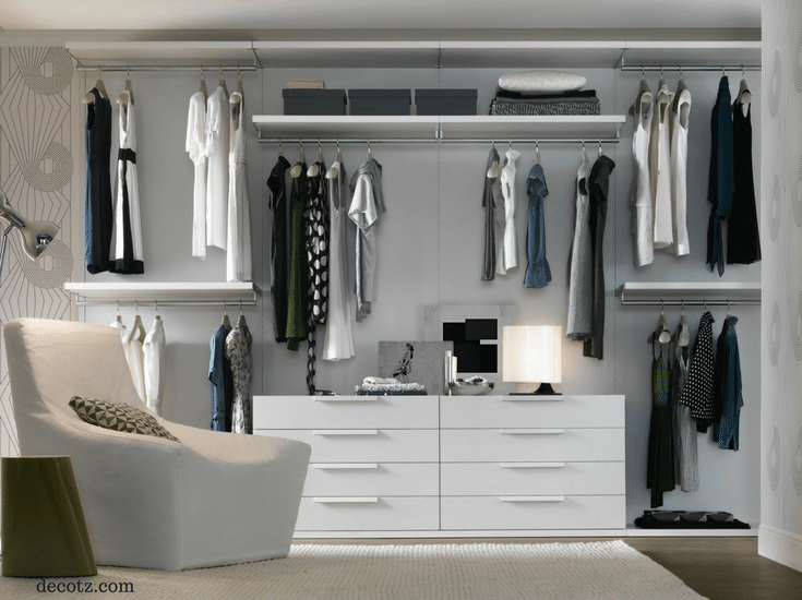 Light colored walls to brighten up a custom closet - Innovate Building Solutions 