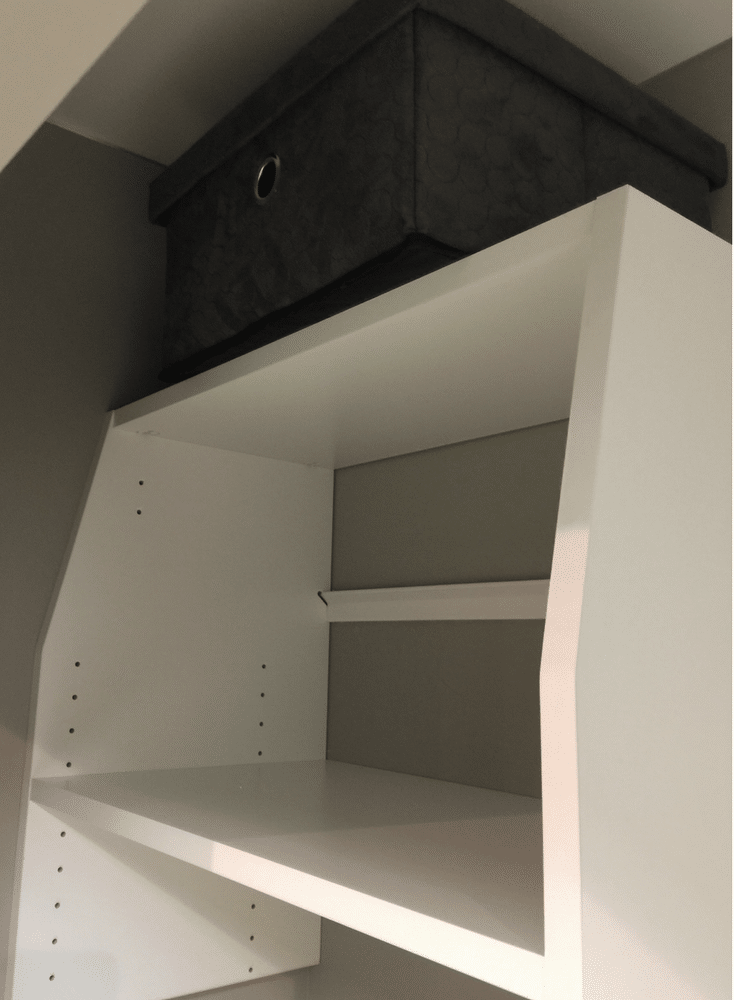 this vertical small closet organization system makes it easier to reach the top shelf of a reach in closet | Innovate Home Org Columbus Ohio