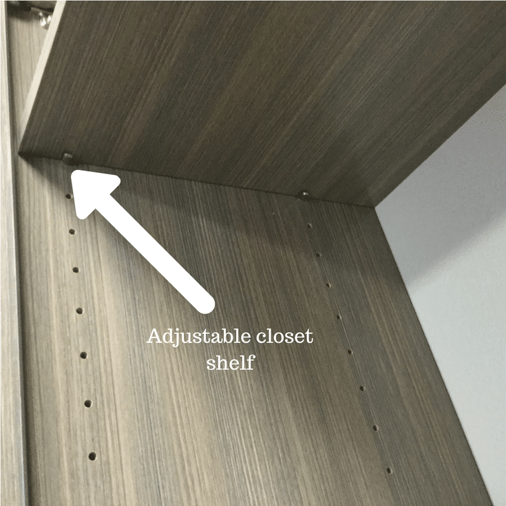 An adjustable closet shelf resting on pins | Innovate Home Org Columbus Ohio 