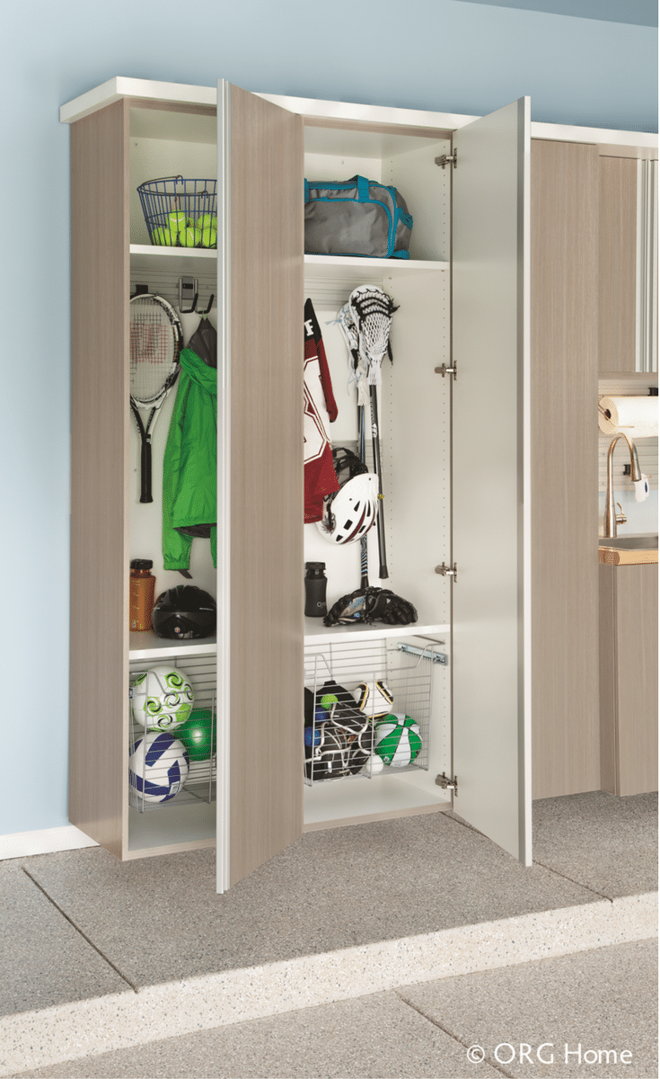 Custom garage cabinetry comes in multiple sizes and adjustable and sliding shelving options | Innovate Home Org Columbus Ohio 