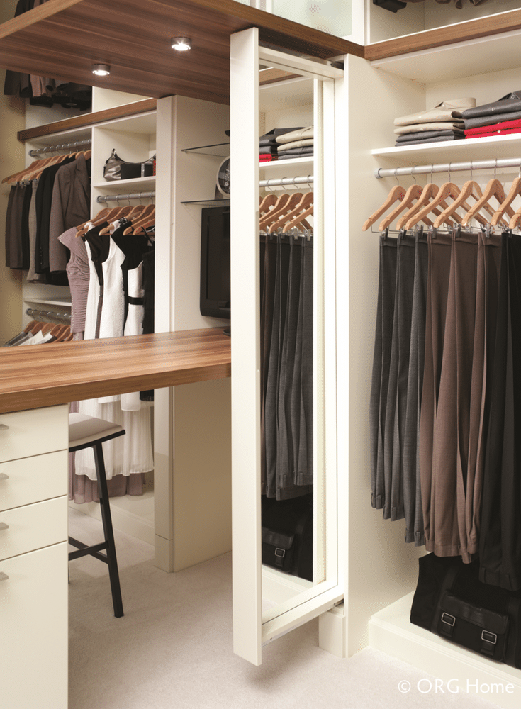 Slide out mirrors make custom closets easier to use | Innovate Home Org Columbus Ohio 