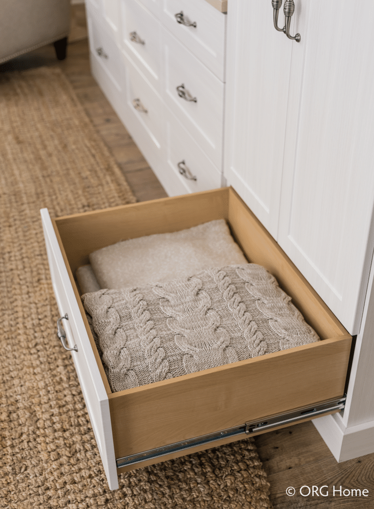 Full extension drawers can store more clothes than hanging space | Innovate Home Org Columbus Ohio 
