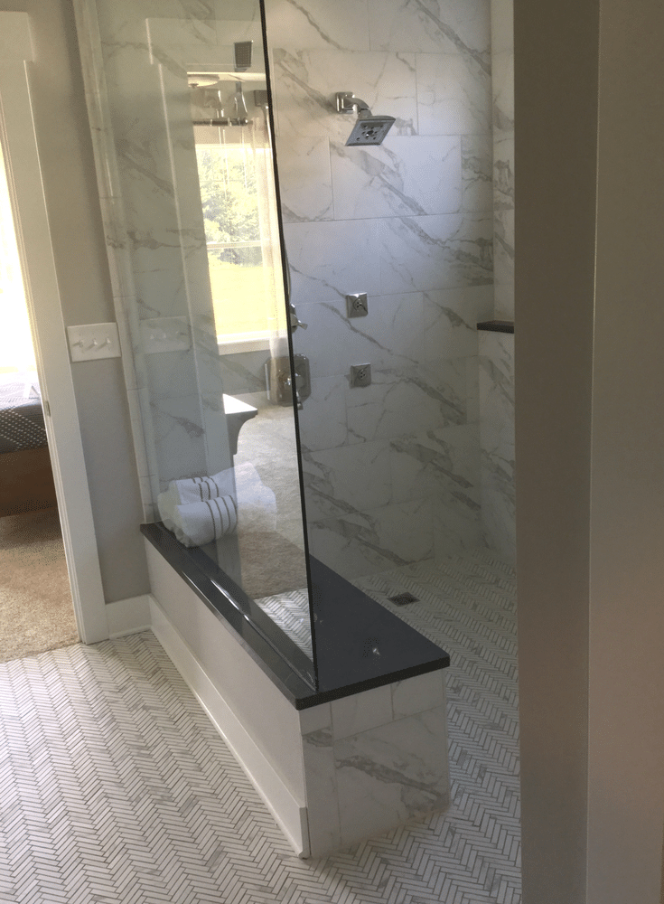 Walk in tile shower in baby boomer empty nester home - Innovate Building Solutions 