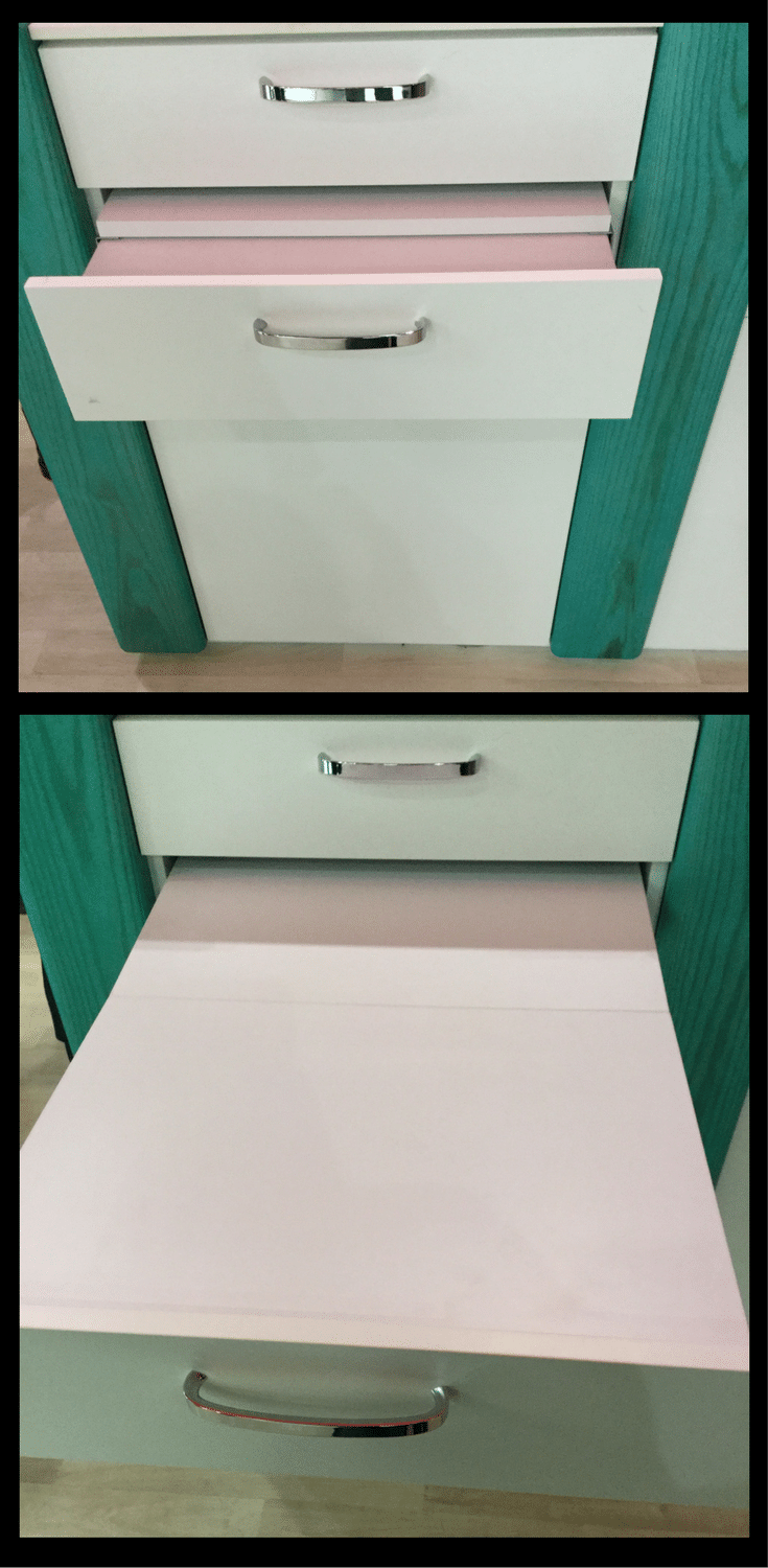 Pop out work surface hidden inside a drawer | Innovate Home Org Columbus Ohio #Drawer #DrawerInserts #WorkSurface