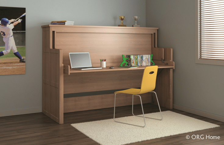Horizontal Murphy Bed in a Kids Room with a Fold Down Desk | Innovate Home Org Columbus Ohio
