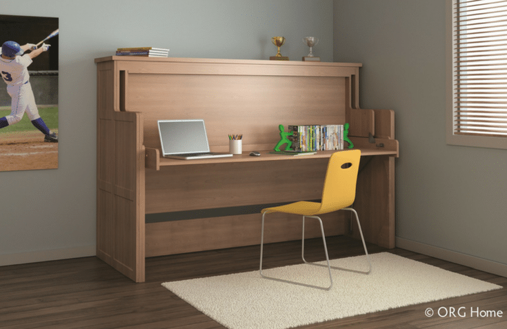 Murphy bed twin bed folded in desk | Innovate Home Org | #MurphyBed #DeskBed #TwinSizeBed