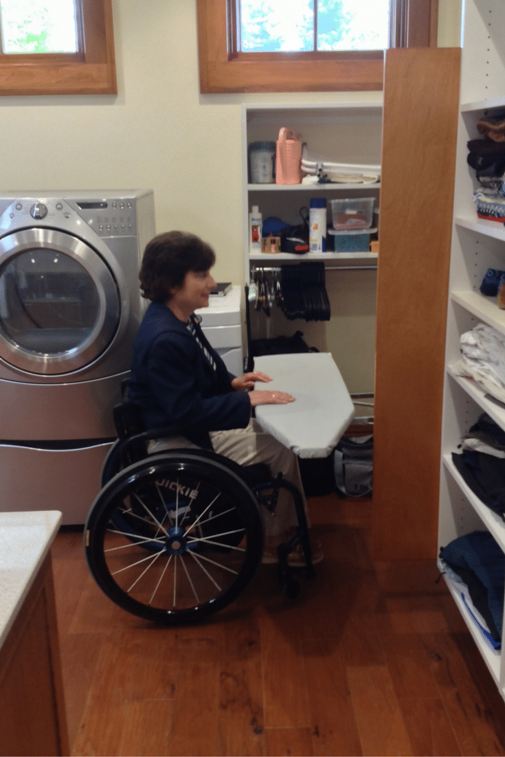 Iron away adjustable ironing board in a universal design home in columbus ohio 