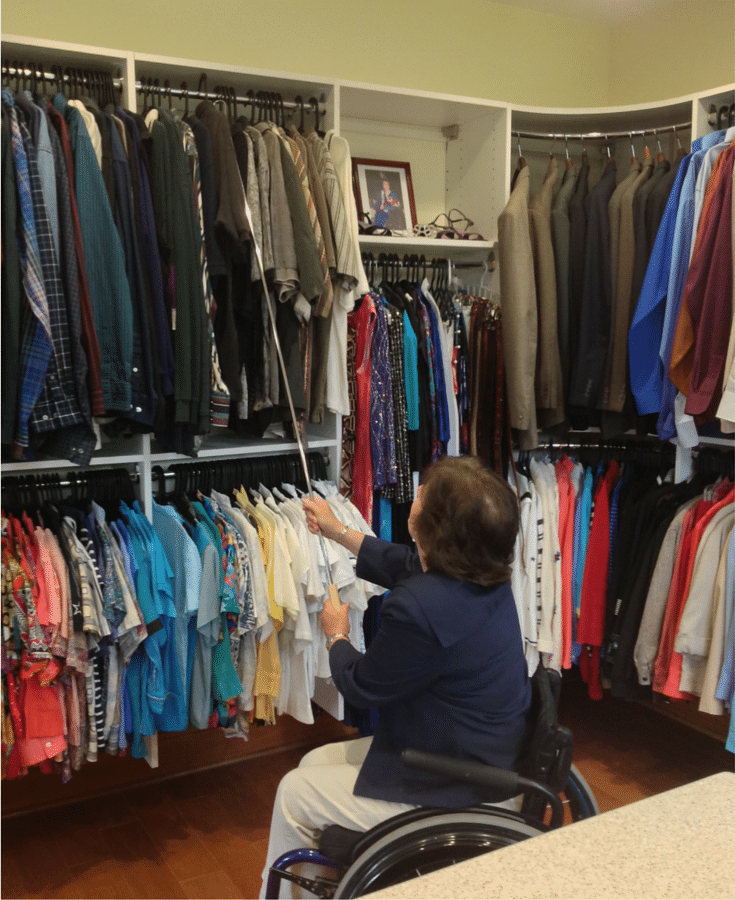 Wall hung closet in Gahanna ohio is wheelchair accessible