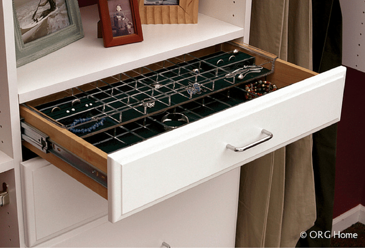 jewelry drawer in a reach in closet 