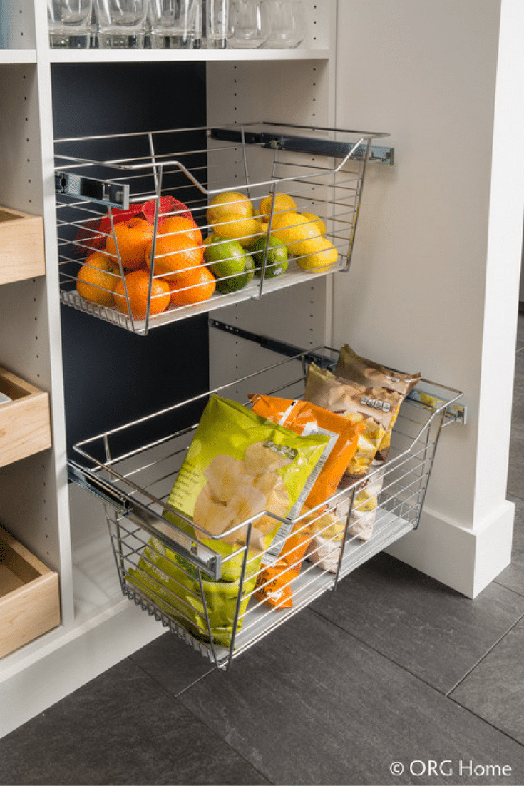 slide out pantry drawers in this columbus ohio pantry make a more organized space