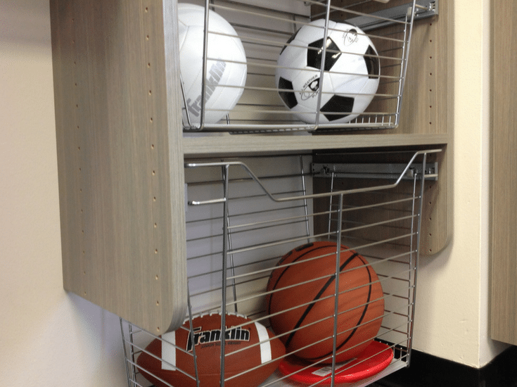 The round edges on this vertical custom closet support panel make the closet safer for small children if they were to fall. 