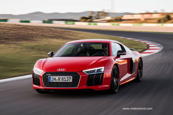 Red Audi 2017 R8 sports car