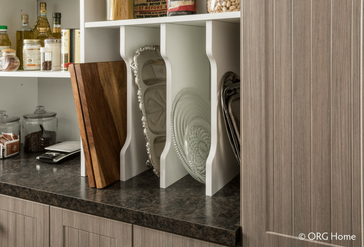 Baking tray storage in an organized New Albany Ohio pantry - Innovate Home Org Columbus Ohio 