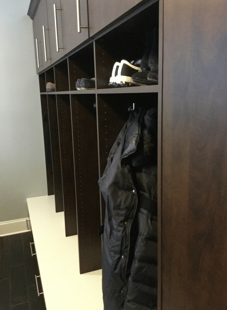 Deep Open Locker Mudroom | Innovate Home Org | Dublin, Ohio | #OpenCabinets # MudroomStorage #Storage