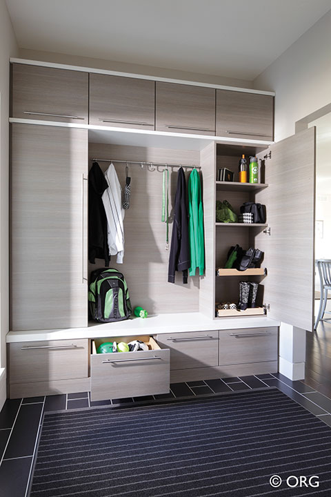 Entryway Storage  California closets, Entryway storage, Mud room