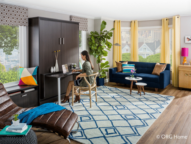 Murphy Bed turned into a Home Office | Innovate Home Org | #HomeOffice #LoftStorage #MurphyBed