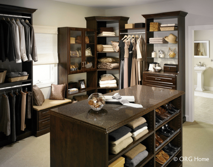 Textured Laminate for Fashionable Closet | Innovate Home Org  | #WalkInCloset #ClosetStorageSystem #ShelvingStorage