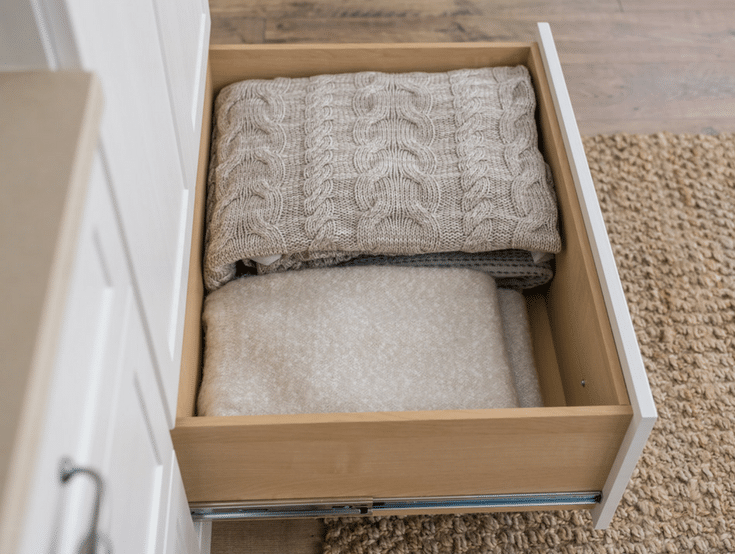 Deep Drawers in a Custom Closet Design | Innovate Home Org | Dublin, Ohio | #ClosetStorage #ClosetDrawers #DeepDrawers