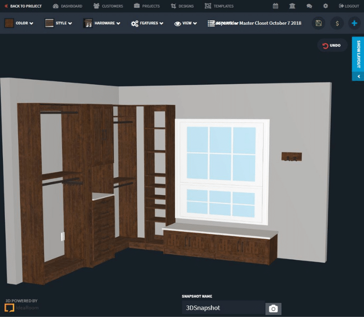 3D design of a wood looking closet system Columbus | Innovate Home Org | #3DDesign #CustomDesign #ProfessionalDesigner