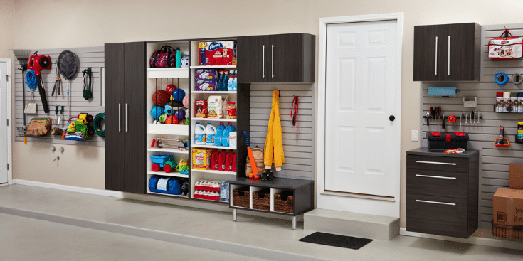 A ball storage system in a garage cabinet in Hilliard Ohio | Innovate building Solutions | Innovate Home Org | #GarageStorage #BallStorage #OrganixationSystem 