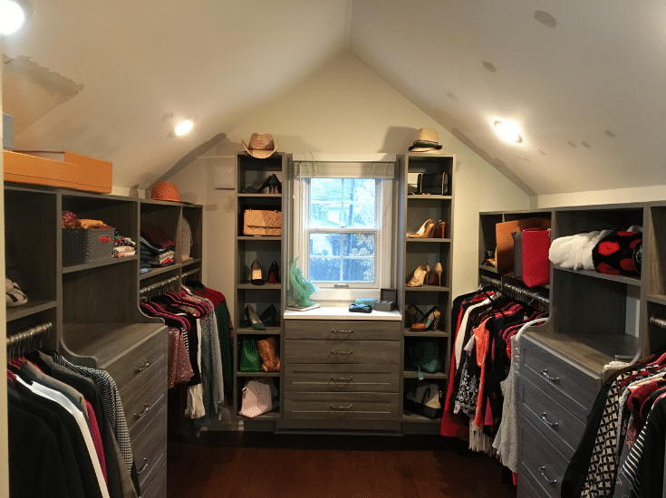 Dormer closet in worthington suburb of columbus ohio | Innovate Home Org | Columbus, Ohio | #ClosetStorage #CustomStorage #ClosetOrganization