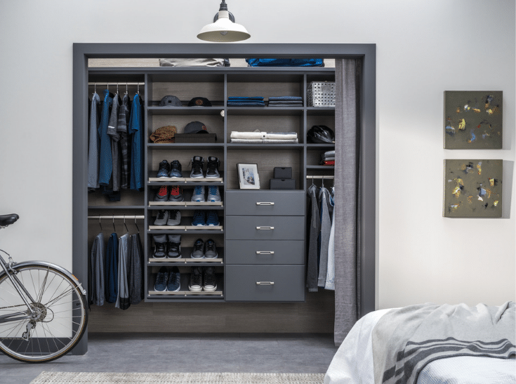 Wall hung closet system | Innovate Home Org | New Albany, Ohio | #WallHungSystems #ClosetOrganization #Reachincloset #DublinClosets