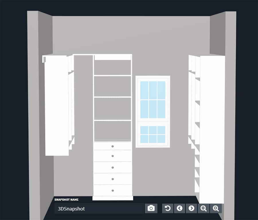 3D closet design of a small closet Innovate Home Org | Innovate Home Org | #CustomCloset #3DDesign #DesignConsultation