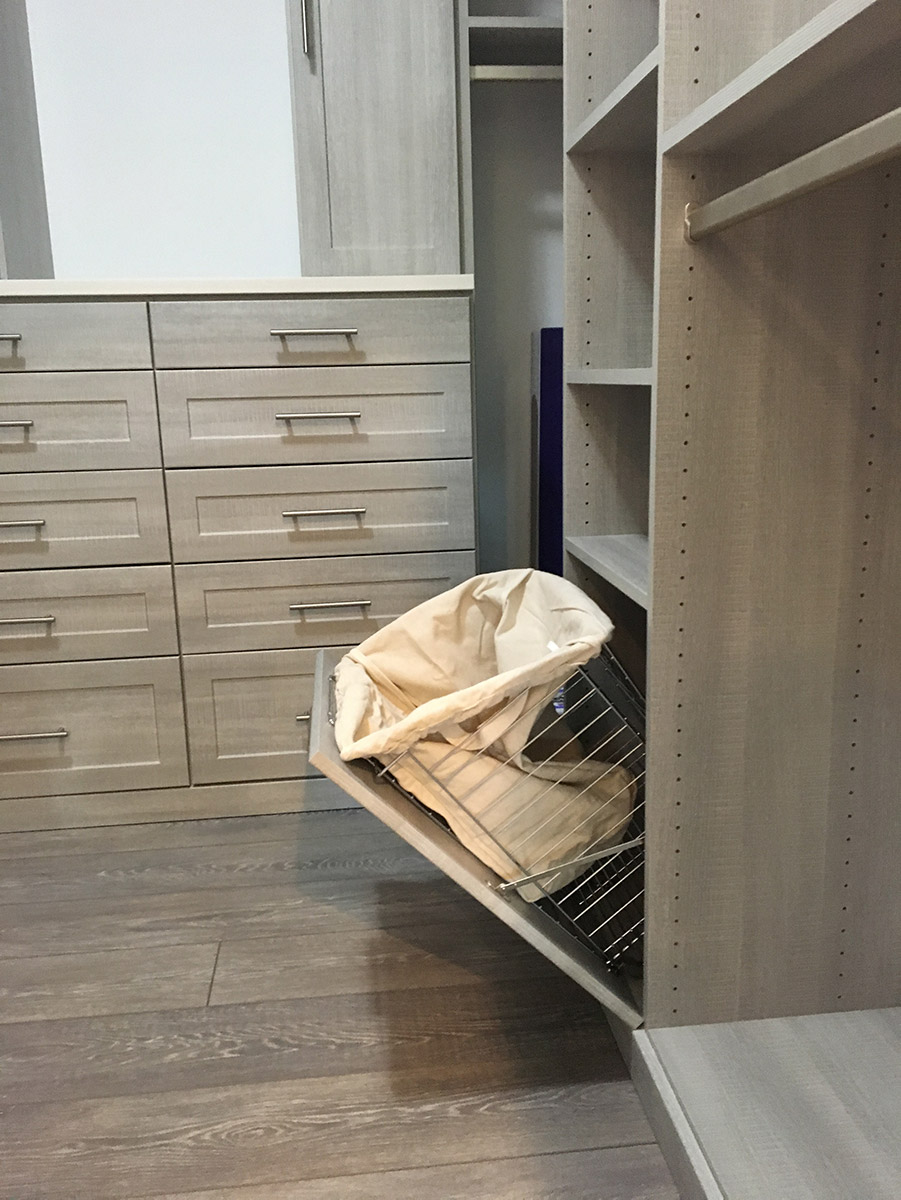 wood flooring installed before a custom closet system in columbus | Innovate Home Org | #CustomCloset #ClosetSystem #laundrybasket