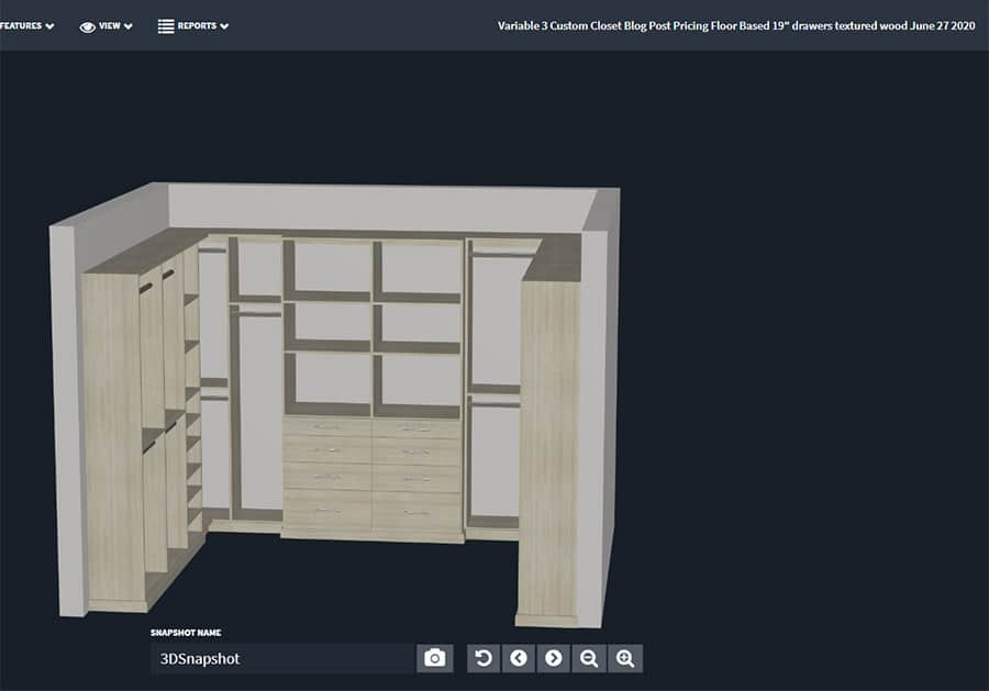 Cost of a textured wood laminate custom closet Columbus Ohio | Innovate Home Org | #DreamCloset #WalkInCloset #ExpensiveCloset #DesignerClosets