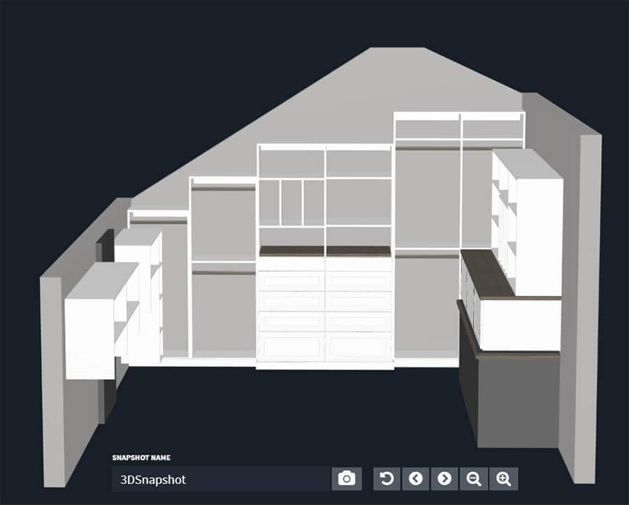 3D closet design for a slanted and dormer ceiling Columbus Ohio Innovate Home Org | Innovate Home Org | Columbus, OH | #UpperArlington #CustomStorage