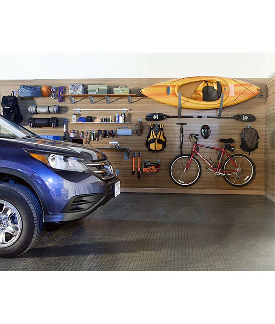 Design flaw 3 garage slatwall for bikes and kayaks Columbus Ohio | Innovate Home Org | #Garage #StorageGarage #BikeStorage #Slatwall