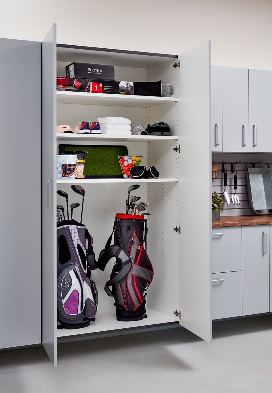 Design flaw 7 gray 1 inch thick garage cabinetry and shelving columbus ohio | Innovate Home Org | Innovate Building Solutions | #GarageCabinets #GarageHangngStorage #GarageStorage