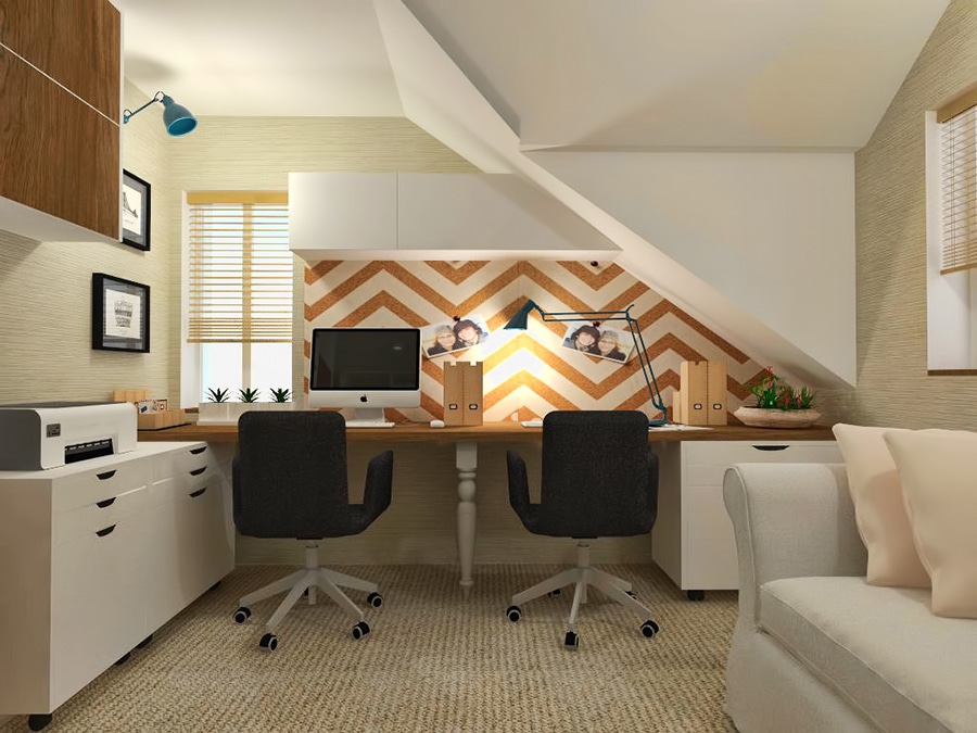 Countryside-attic-home-office credit black fox interiors.com | Innovate Building Solutions | Innovate Home Org | #Attic #HomeOffice #OfficeSpace