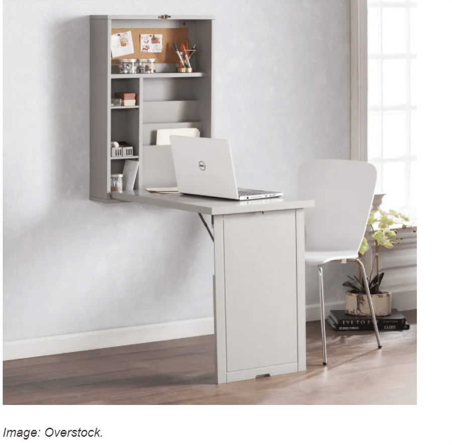 Fold up desk credit overstock and www.sheknows.com | Innovate building Solutions | Innovate Home Org | #FoldingDesk #HomeOffice #HomeOrganization