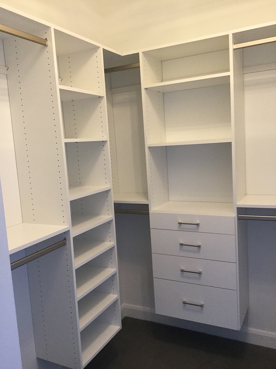 40 inch separation double hanging closet rods custom closet westerville ohio | Innovate Home Org | Columbus, OH | #ClosetSpace #WalkInCloset #Organization #StorageSystem #DoubleHanging