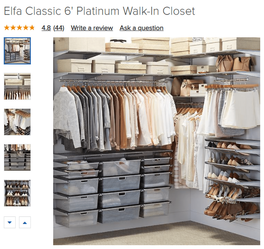 Elfa Classic 6' Platinum Walk-In Closet