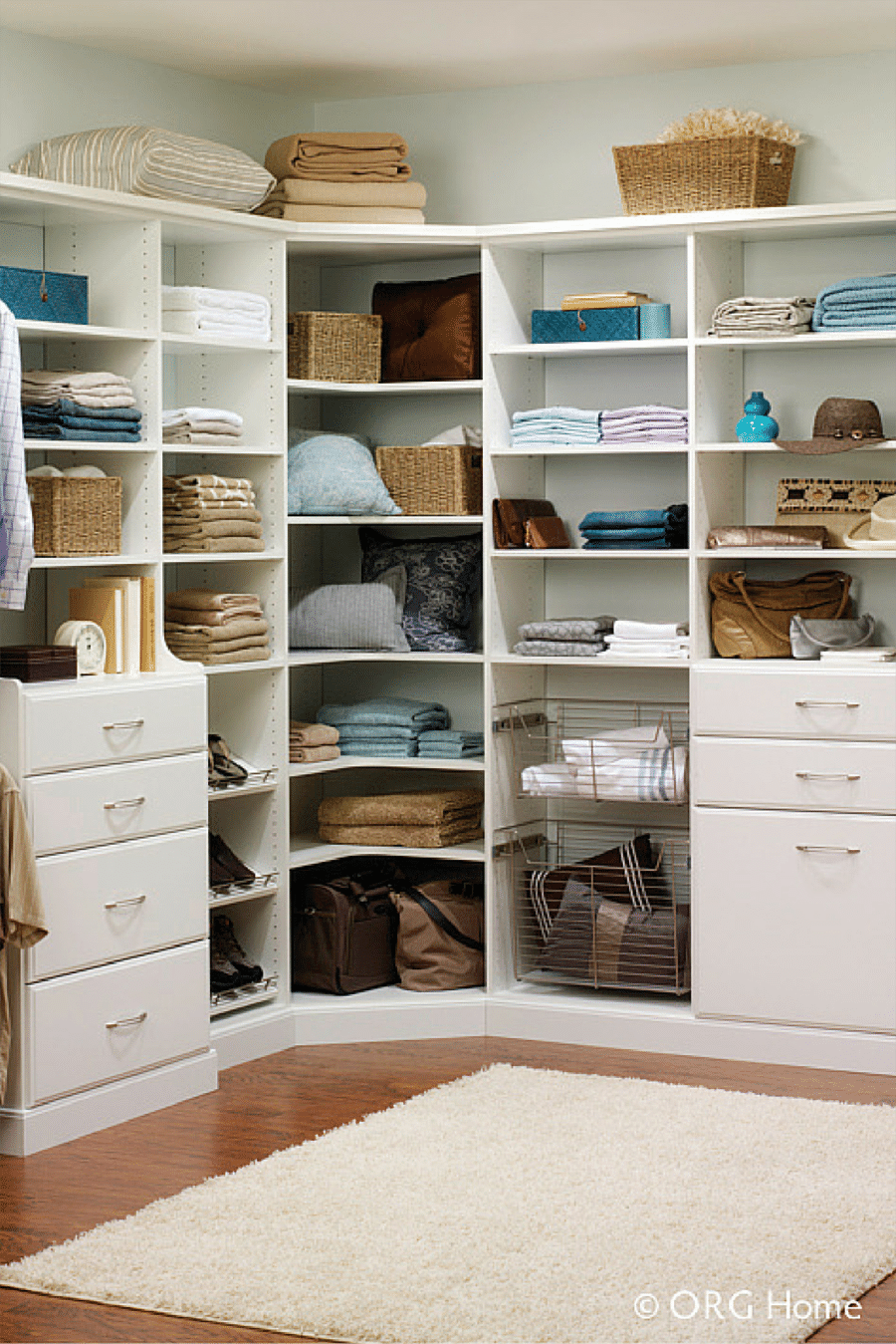 Hanging Closet System With Shelf & Drawers - Wood Closet Designs