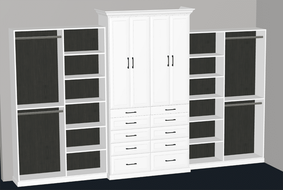 Pro 5 - 3D design with Shaker Doors and Drawers and No Back Panels | Innovate Home Org | #Closetdrawers #Closetdoors #Organization