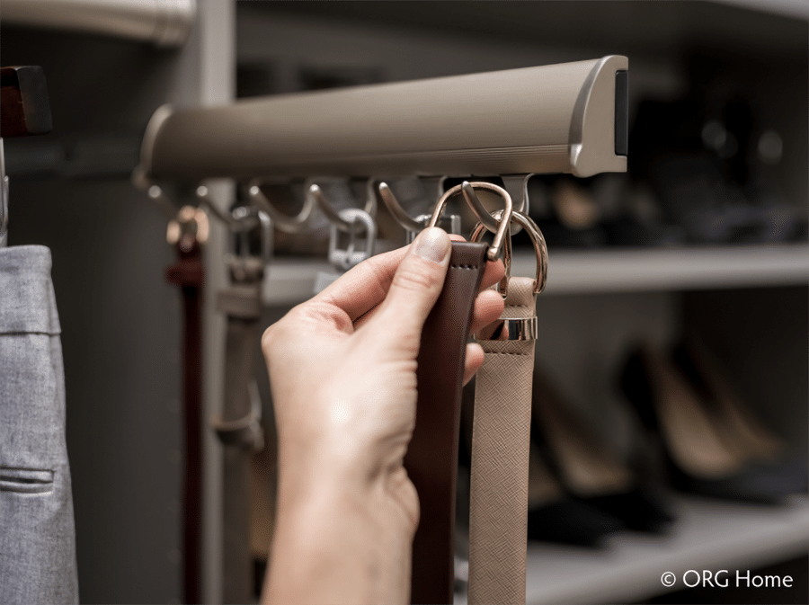 strategy 12 scarf or belt rack in a custom columbus closet | Innovate Home Org #ColumbusCloset #CustomStorage #OrganizationSystem