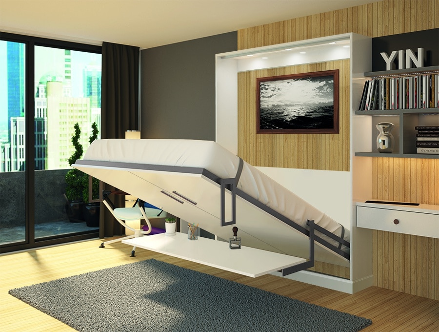 Tip 2 example 1 downtown Columbus contemporary Murphy wall bed with a desk | Innovate Home Org | Murphy Bed Columbus #WallBed #MurphyBed #DeskBed