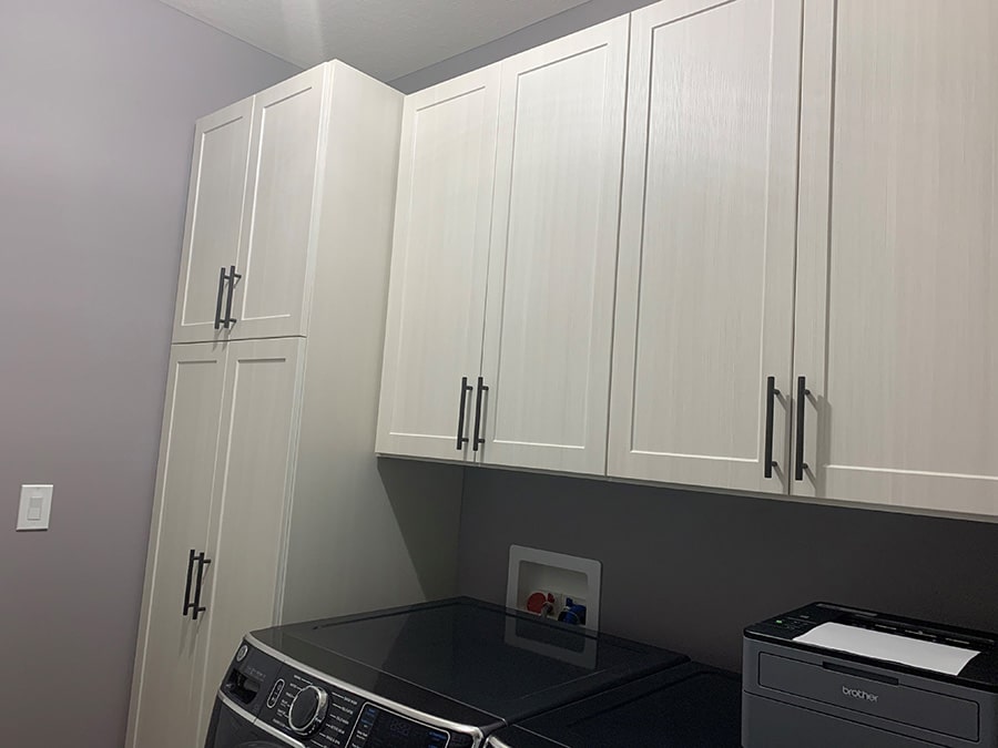Problem 1 upper cabinets to increase storage Dublin Ohio Innovate home org | Innovate building solutions | Dublin, OH #LaundryClosetSolutions #LaundryOrganization #LaundryRoomSolutions #ModernCustomClosets