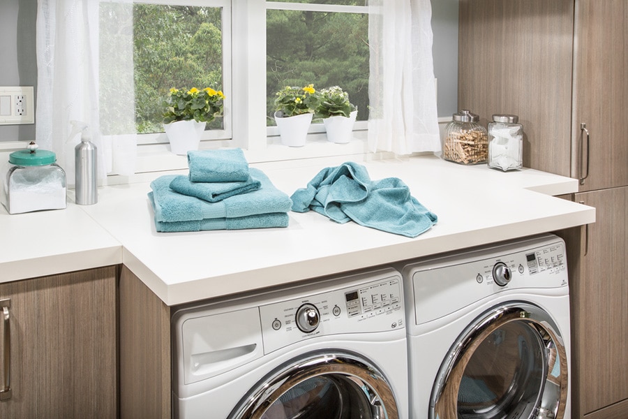 Problem 3 countertop over washer dryer in laundry Columbus Innovate Home Org | Columbus, OH #Countertops #WasherDryer #LaundryRoomShelving