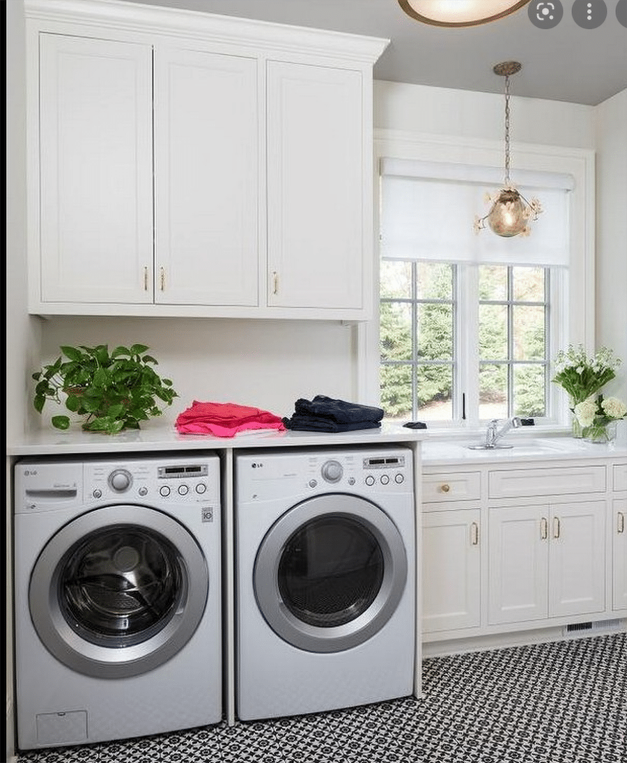 Problem 7 add a double hung window laundry room credit www.1001homedesigns.blogspot | Innovate Home Org #DoubleHungWindows #Laundryroomwindow #LaundryRoomShelvingUnit