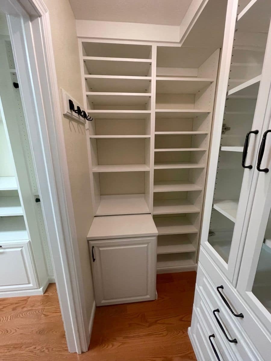 Problem 9 safe being covered in a custom westerville columbus ohio closet (900x1200) | Innovate Home Org #storage #closetstorage #closetwalls