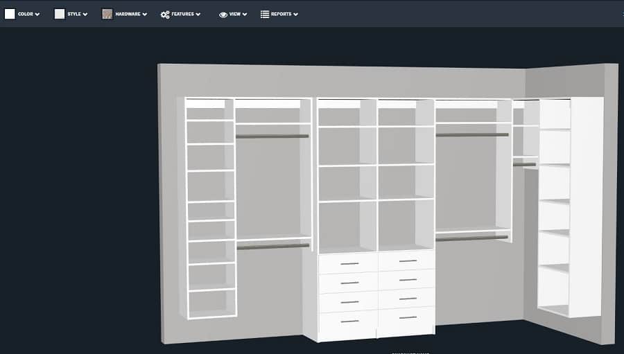 Question 15 - 3D custom columbus closet design with floor based and wall hung sections | innovate home org Gahanna, OH #3dclosetdesign #customclosets #customclosetlayout