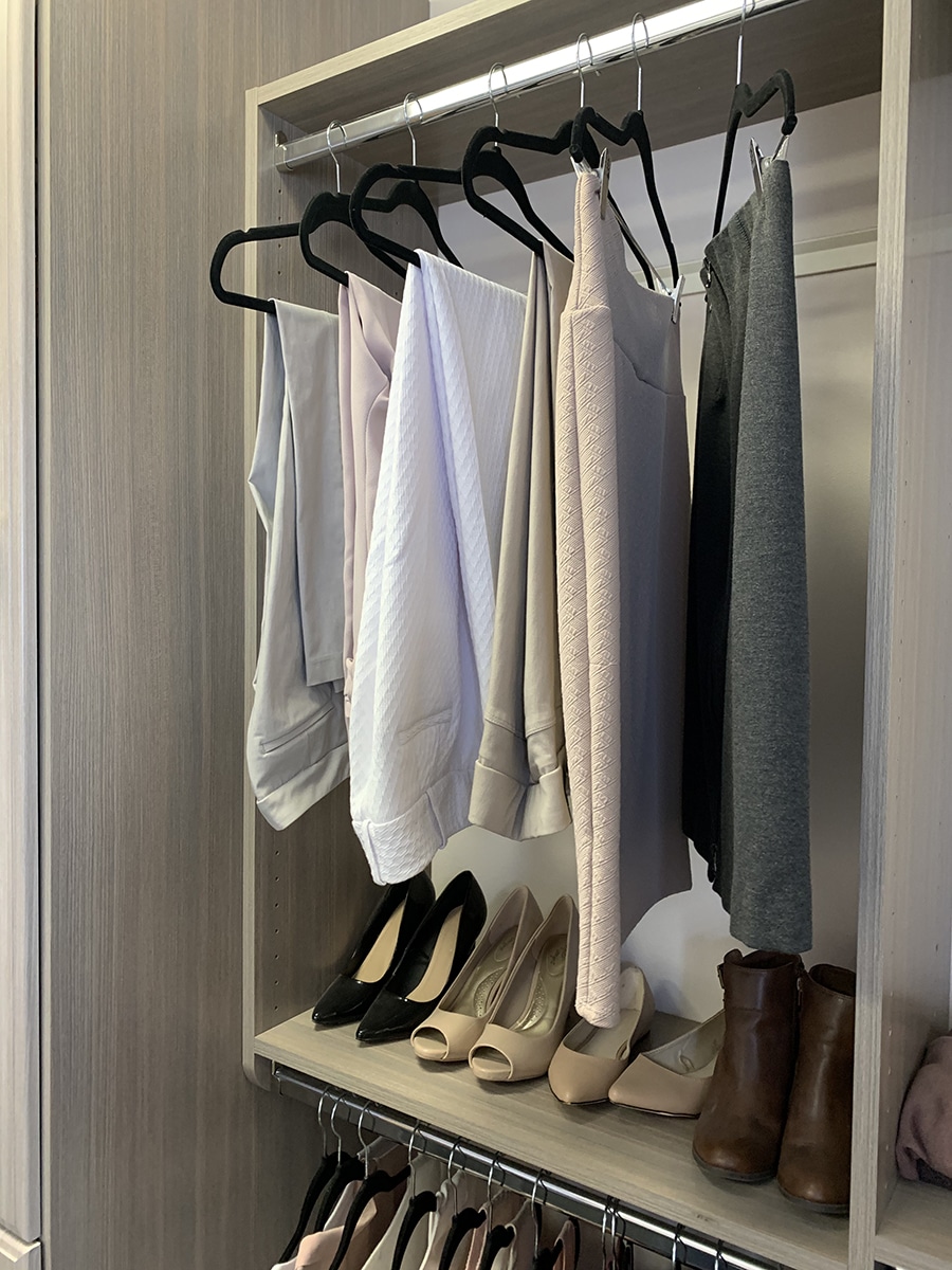 Idea 3 pants on the top and shirts on double hung storage columbus innovate home org #ClosetStorage #HangingStorage #ClosetOrganization